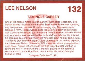 1990-91 Collegiate Collection Florida State Seminoles #132 Lee Nelson Back