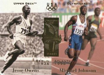 1996 Upper Deck USA Olympicards #123 Jesse Owens / Michael Johnson Front
