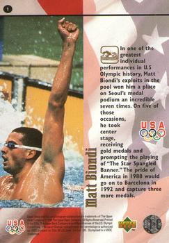 1996 Upper Deck USA Olympicards #1 Matt Biondi Back