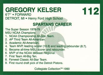 1990 Collegiate Collection Michigan State Spartans #112 Gregory Kelser Back