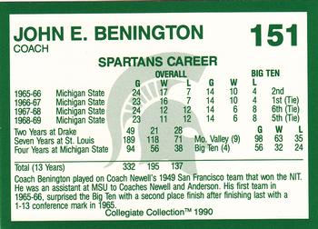 1990 Collegiate Collection Michigan State Spartans #151 John E. Benington Back