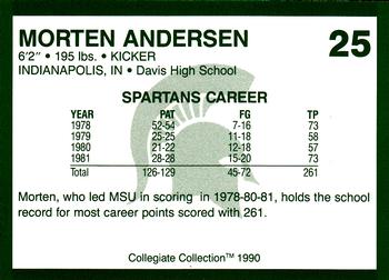 1990 Collegiate Collection Michigan State Spartans #25 Morten Andersen Back