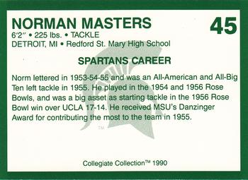 1990 Collegiate Collection Michigan State Spartans #45 Norman Masters Back