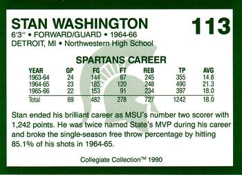 1990 Collegiate Collection Michigan State Spartans #113 Stan Washington Back