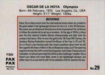 1993 Fax Pax World of Sport #29 Oscar De La Hoya Back