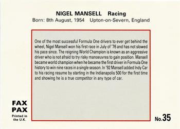 1993 Fax Pax World of Sport #35 Nigel Mansell Back