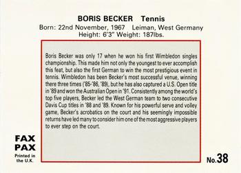 1993 Fax Pax World of Sport #38 Boris Becker Back