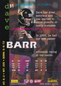 1995 Signature Rookies Fame and Fortune #51 Dave Barr Back