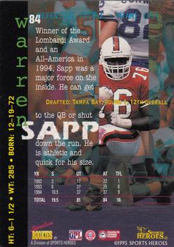 1995 Signature Rookies Fame and Fortune #84 Warren Sapp Back