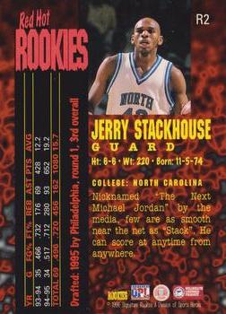 1995 Signature Rookies Fame and Fortune - Red Hot Rookies #R2 Jerry Stackhouse Back