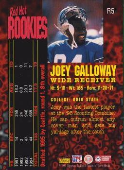 1995 Signature Rookies Fame and Fortune - Red Hot Rookies #R5 Joey Galloway Back