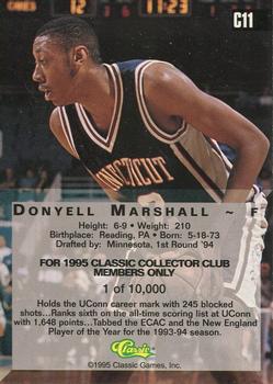 1994 Classic Four Sport - C3 Collector's Club #C11 Donyell Marshall Back