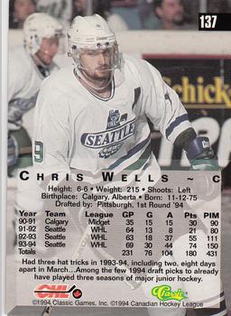 1994 Classic Four Sport - Gold #137 Chris Wells Back