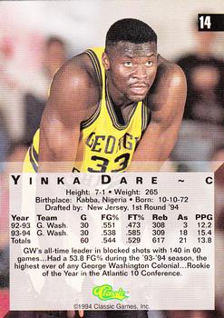 1994 Classic Four Sport - Gold #14 Yinka Dare Back