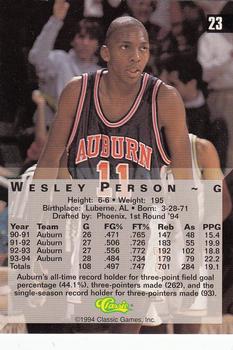 1994 Classic Four Sport - Gold #23 Wesley Person Back