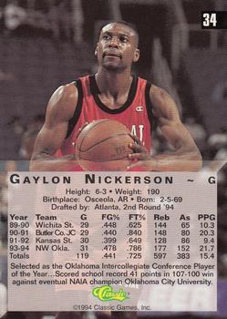 1994 Classic Four Sport - Gold #34 Gaylon Nickerson Back