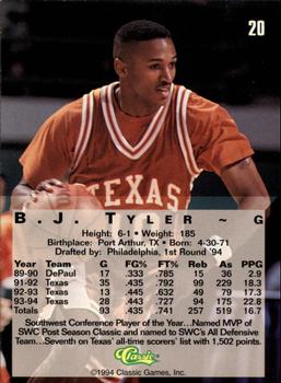 1994 Classic Four Sport - Gold #20 B.J. Tyler Back