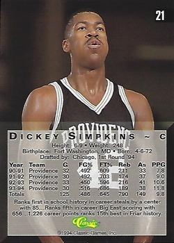 1994 Classic Four Sport - Gold #21 Dickey Simpkins Back
