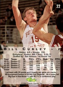 1994 Classic Four Sport - Gold #22 Bill Curley Back