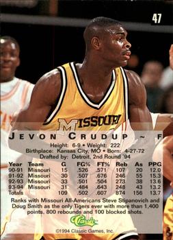 1994 Classic Four Sport - Gold #47 Jevon Crudup Back