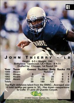 1994 Classic Four Sport - Gold #61 John Thierry Back