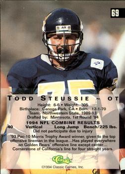 1994 Classic Four Sport - Gold #69 Todd Steussie Back
