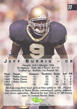 1994 Classic Four Sport - Gold #77 Jeff Burris Back