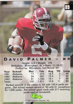 1994 Classic Four Sport - Gold #89 David Palmer Back