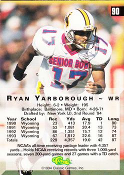 1994 Classic Four Sport - Gold #90 Ryan Yarborough Back
