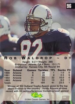 1994 Classic Four Sport - Gold #96 Rob Waldrop Back