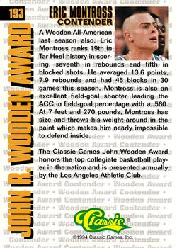 1994 Classic Four Sport - Gold #193 Eric Montross Back