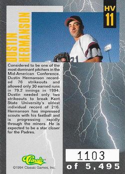 1994 Classic Four Sport - High Voltage #HV11 Dustin Hermanson Back
