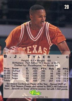 1994 Classic Four Sport - Printer's Proofs #20 B.J. Tyler Back