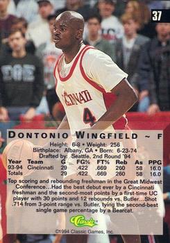 1994 Classic Four Sport - Printer's Proofs #37 Dontonio Wingfield Back