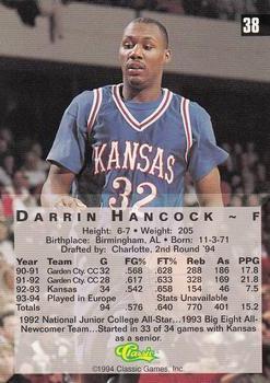 1994 Classic Four Sport - Printer's Proofs #38 Darrin Hancock Back