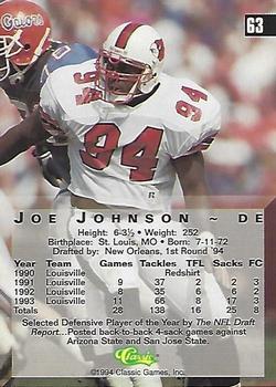 1994 Classic Four Sport - Printer's Proofs #63 Joe Johnson Back
