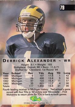 1994 Classic Four Sport - Printer's Proofs #79 Derrick Alexander Back