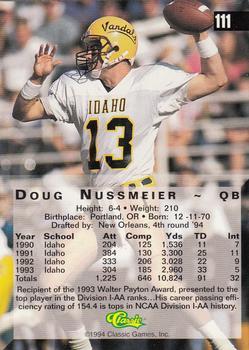 1994 Classic Four Sport - Printer's Proofs #111 Doug Nussmeier Back