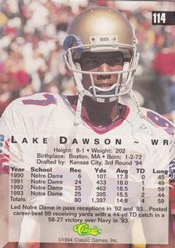 1994 Classic Four Sport - Printer's Proofs #114 Lake Dawson Back