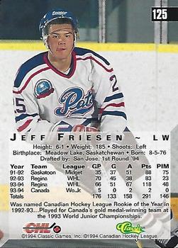 1994 Classic Four Sport - Printer's Proofs #125 Jeff Friesen Back
