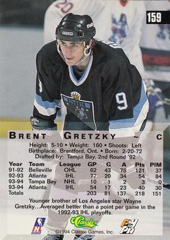 1994 Classic Four Sport - Printer's Proofs #159 Brent Gretzky Back