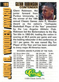 1994 Classic Four Sport - Printer's Proofs #189 Glenn Robinson Back