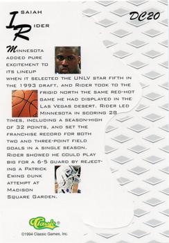 1994-95 Classic Assets - Die Cuts #DC20 Isaiah Rider Back