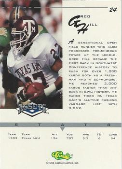 1994-95 Classic Assets - Silver Signature #24 Greg Hill Back