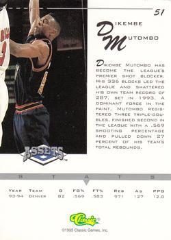 1994-95 Classic Assets - Silver Signature #51 Dikembe Mutombo Back