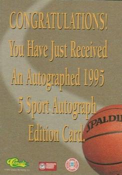 1995 Classic Five Sport - Autographs #NNO Brent Barry Back