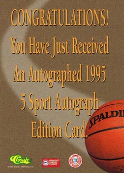 1995 Classic Five Sport - Autographs #NNO Tyus Edney Back