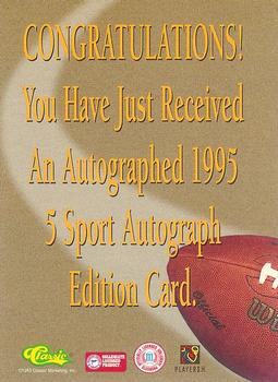 1995 Classic Five Sport - Autographs #NNO Eric Zeier Back