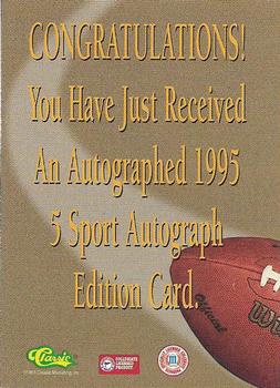 1995 Classic Five Sport - Autographs #NNO Rob Johnson Back