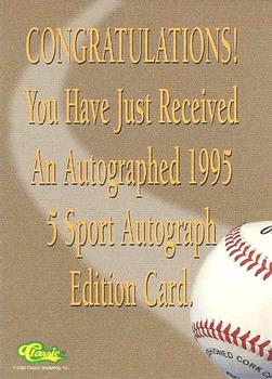 1995 Classic Five Sport - Autographs #NNO Roger Cedeno Back